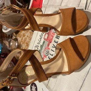 Vince Camuto Brown Suede Open Toe Heel Sandals